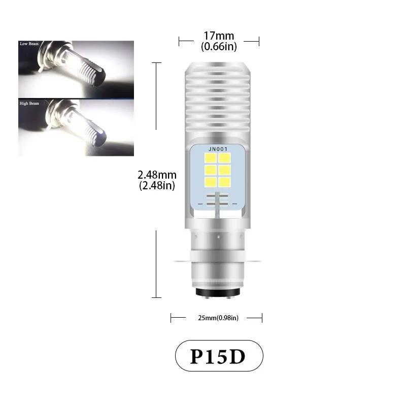 

1 Шт. H4 Светодиодные Фары Для Мотоциклов BA20D H6 P15D 2835 12SMD 6000K Белые Противотуманные Фары Дальнего Света Для Скутера