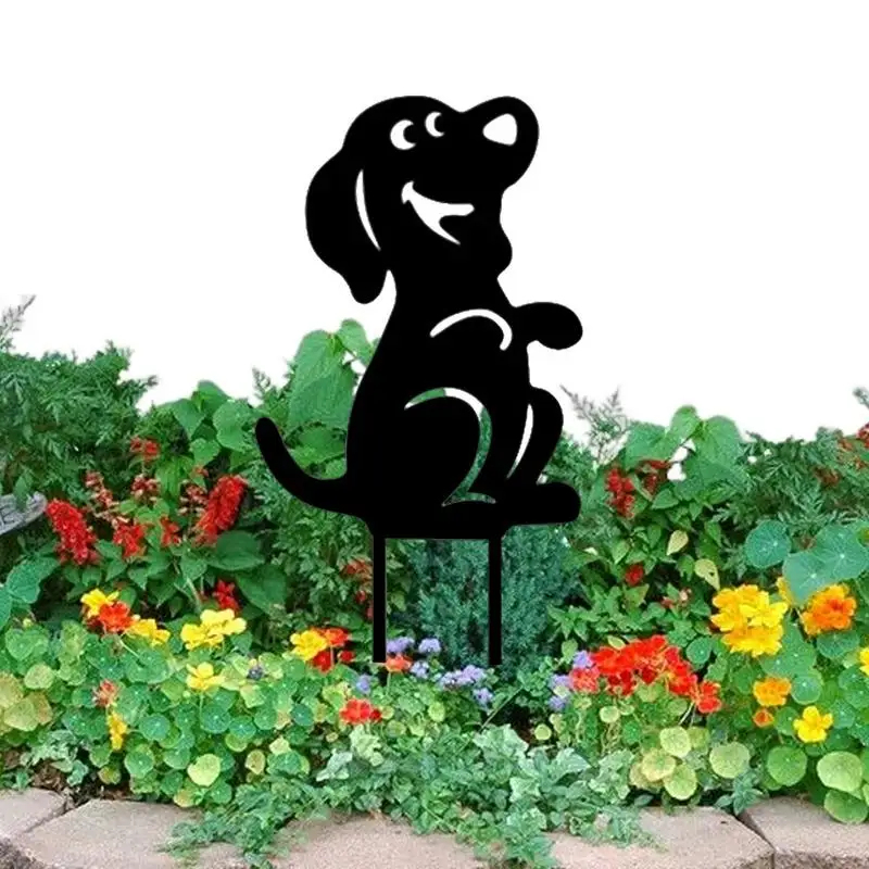 

Garden Decor Dog Whelp Stakes Yard Animal Silhouette Decorations