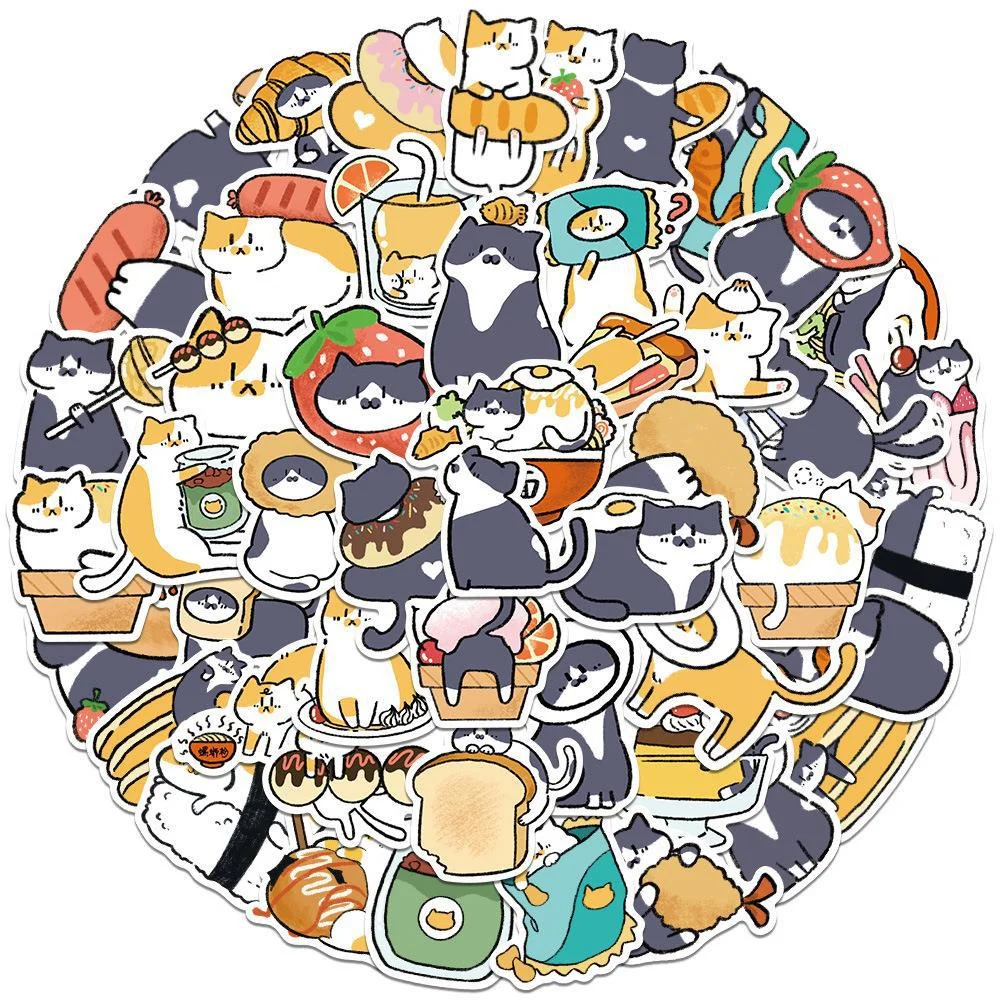 

10/30/50PCS New Cartoon Hand-Painted Kitten Personality Creative Sticker Guitar Computer Motorcycle Waterproof Sticker Wholesale
