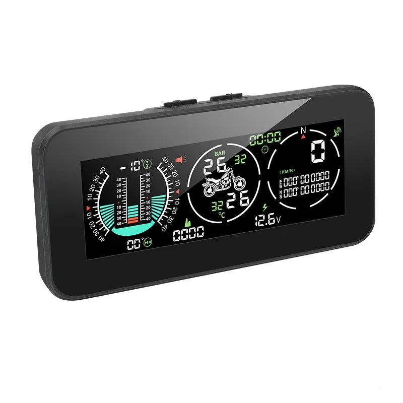

1x Universal Motorcycle 3 IN 1 LCD Digital HUD GPS Speedometer Tachometer Slope Meter TPMS Dual-channel Satellite GPS Signal
