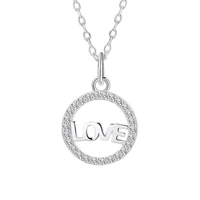 ladies s925 sterling silver round hollow love zircon necklace european and american fashion jewelry couple sweet gift