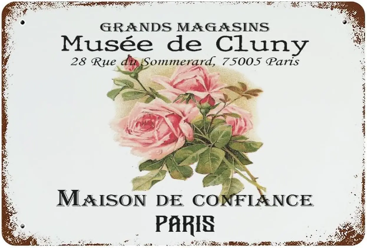 Vntage Rtc Garden Rose 8x12 nch Металл Tn Sgn Европейский Букет цветов Ретро nspred Металлический for