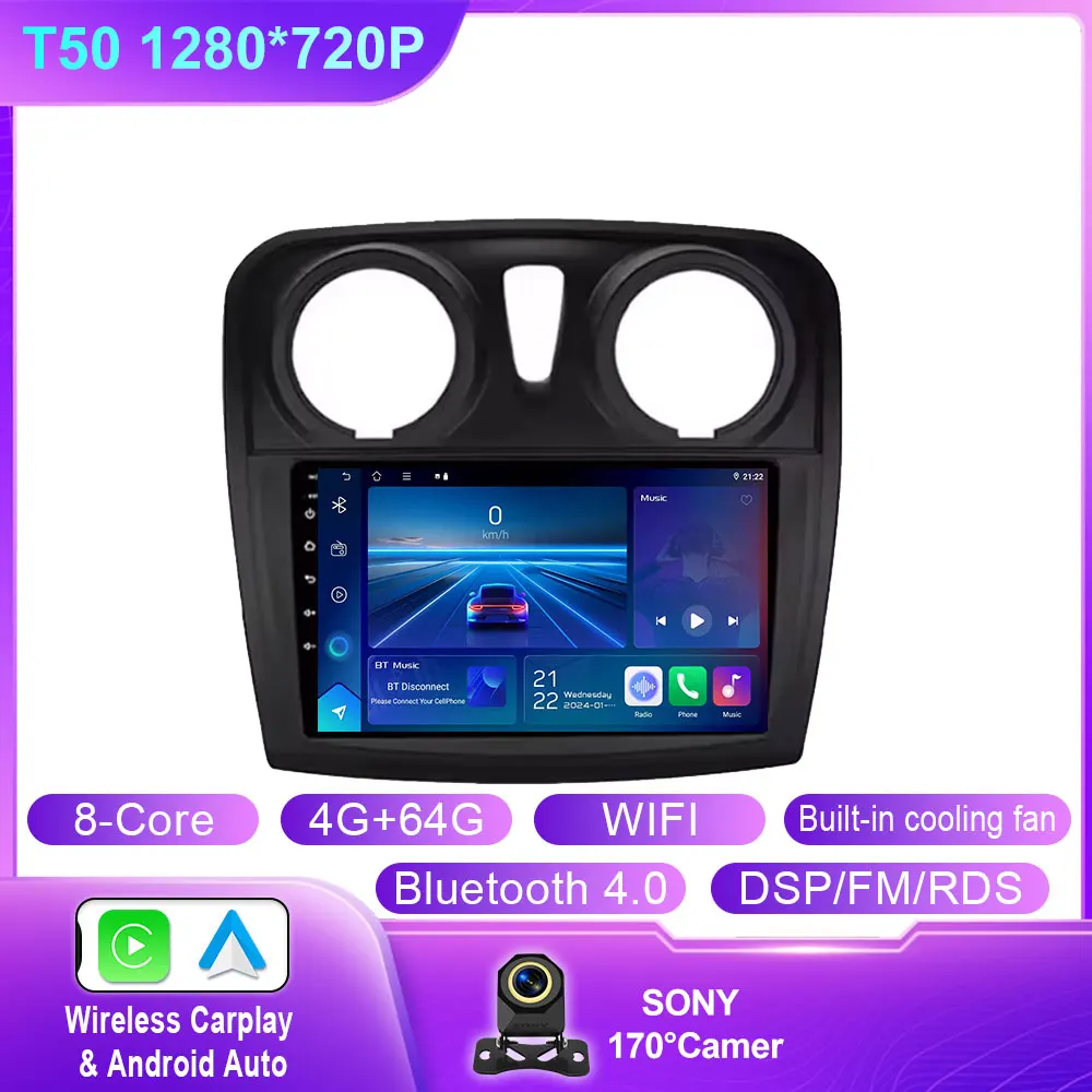 

Android 14 Carplay Auto для Renault Logan 2 Sandero 2 2012-2016 2017 2018 2019 Автомобильный радиоприемник Мультимедийный плеер Стерео GPS WIFI DPS