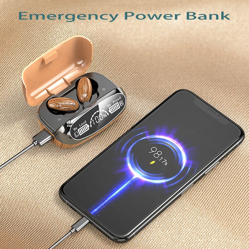 mdug tws m35 wireless bluetooth headset digital display emergency charging board mic hifi sound for xiaomi bluetooth compatible free global shipping