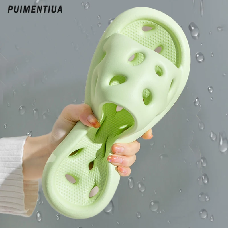 

Summer Slippers Women New In Bathroom Shower Leaking Antiskid Indoor Household Thick Bottom Hole Shoes Quick-Drying Men Slippers