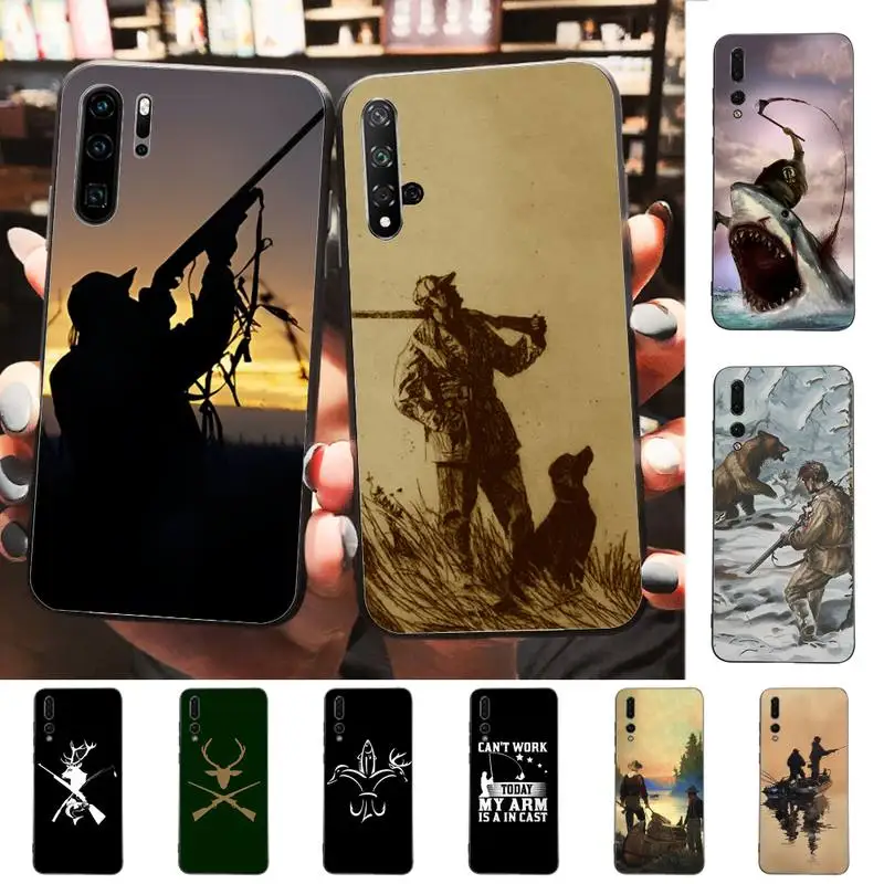 

Hunting Animal And Fishing Man Phone Case for Huawei P30 40 20 10 8 9 lite pro plus Psmart2019