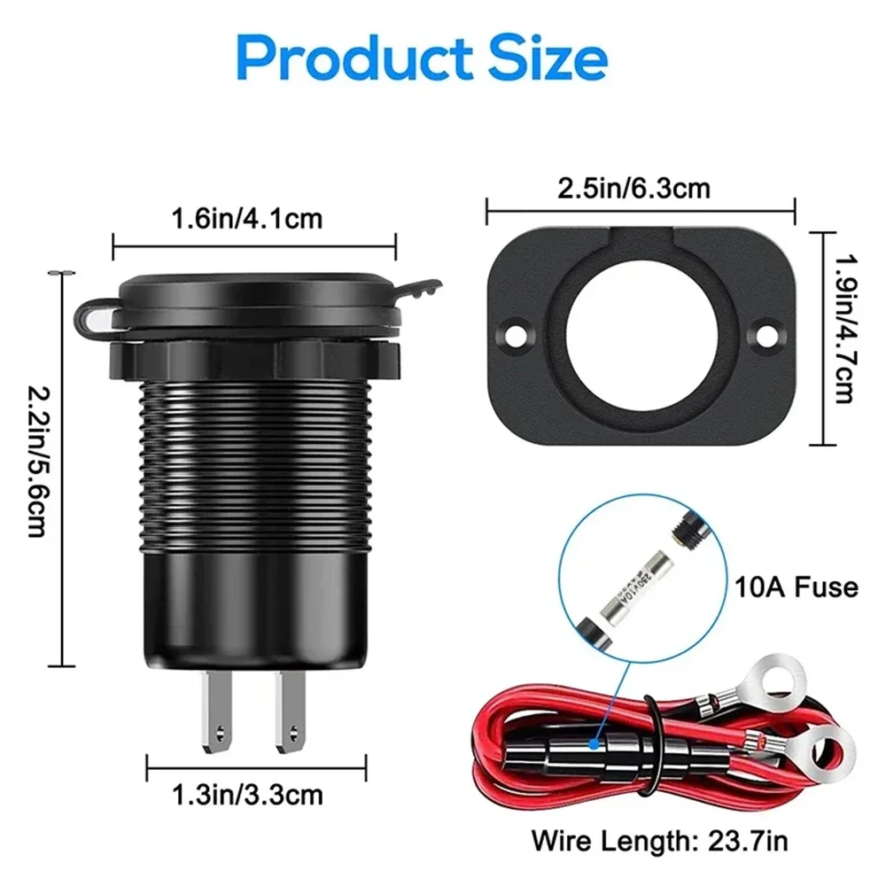 НОВОЕ 83 Вт Dual PD Dual QC 3.0 USB Автомобильное зарядное устройство с розеткой вольтметра Водонепроницаемый адаптер для 12 В24 В автомобиля Лодка Лидер продаж (art.: 3920cd1f0147e) - 3920cd1f0147e