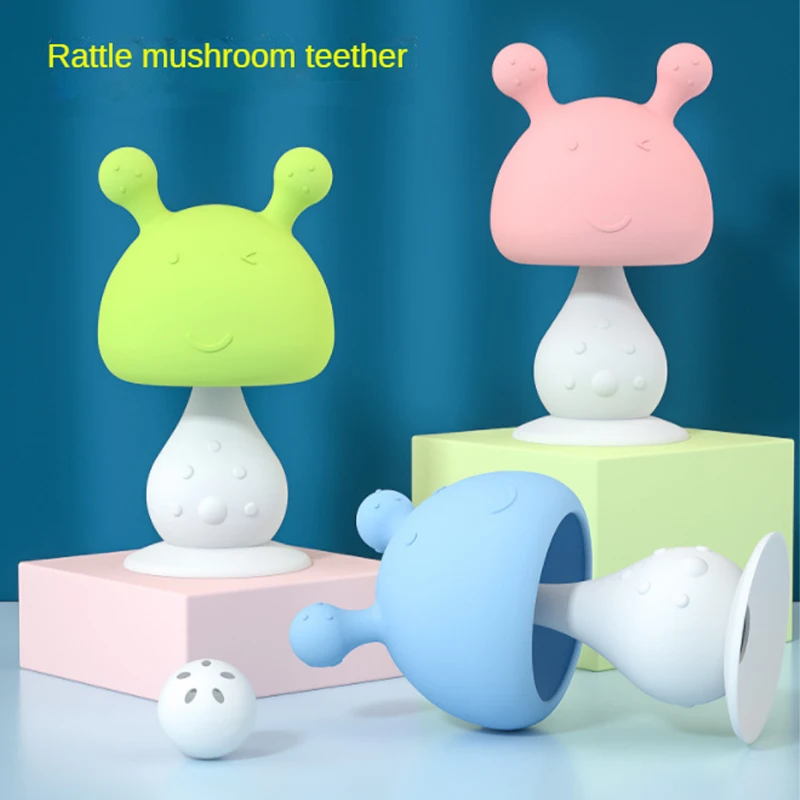 

Baby Mushroom Soothing Gum Molars Silicone Toy For Children Baby To Prevent Eating Hand Artifact Bite Glue Can Be Boiled