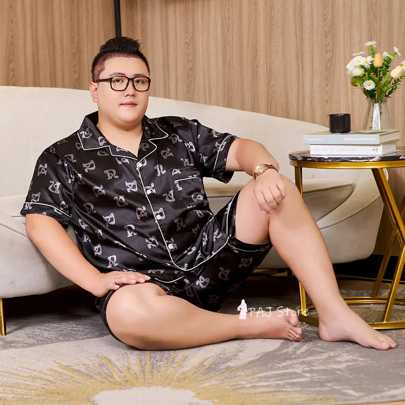Pajamas Mans Silk  Plus Size man Pajama set 7XL Sleepwear Short Sleeved Homewear Leisure Nightwear Loyal Pjs Men Home Clothing
