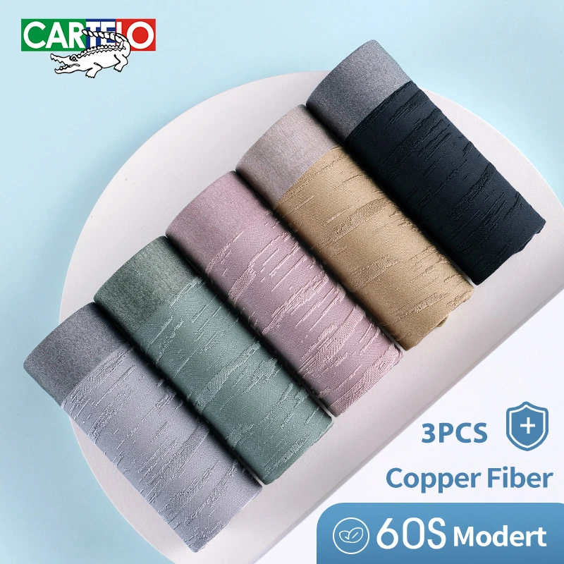 Brand 60S Modal Men Underwear 3A Copper Ion Antibacterial Men Soft Breathable Boxers 3pcs Male High Elasticity Panties Shorts