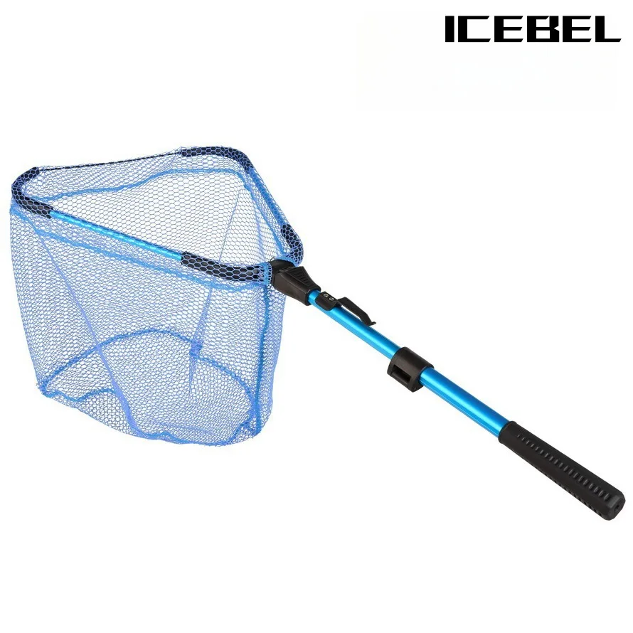 Фото ICEBEL Синий треугольный 2-секционный телескопический алюминиевый подсак для ловли нахлыстом, выдвижная конструкция для рыбалки на приманку №1