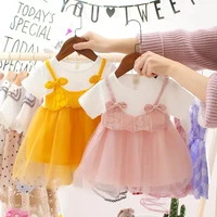 2022 summer baby girl clothing newborn infant girls dress patchwork mesh princess sleeveless cotton beach birthday party dresses