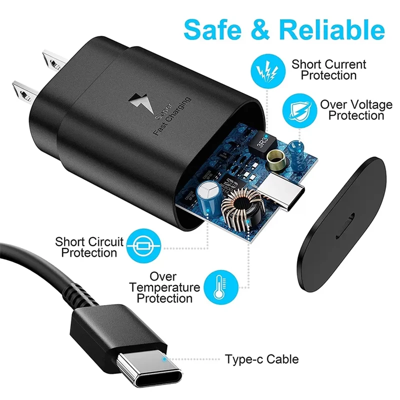 10Pcs/Original For Samsung S21 S20 25W Charger Surper Fast Charge + USB-C Cable PD PPS Quick Charging EU US For Note 20 Ultra 10
