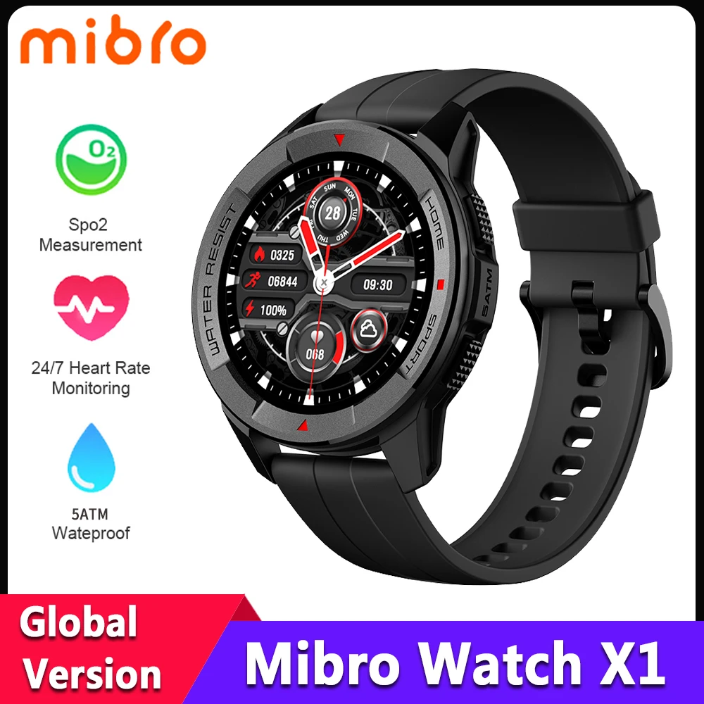 

Original Mibro Smart Watch X1 Global Version 1.3inch AMOLED Screen SpO2 Heart Rate Monitor Bluetooth Smartwatch For iOS Android