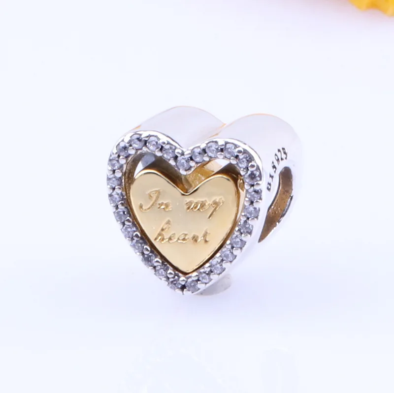 

Бусины из серебра 925 пробы с надписью «Forever my heart»