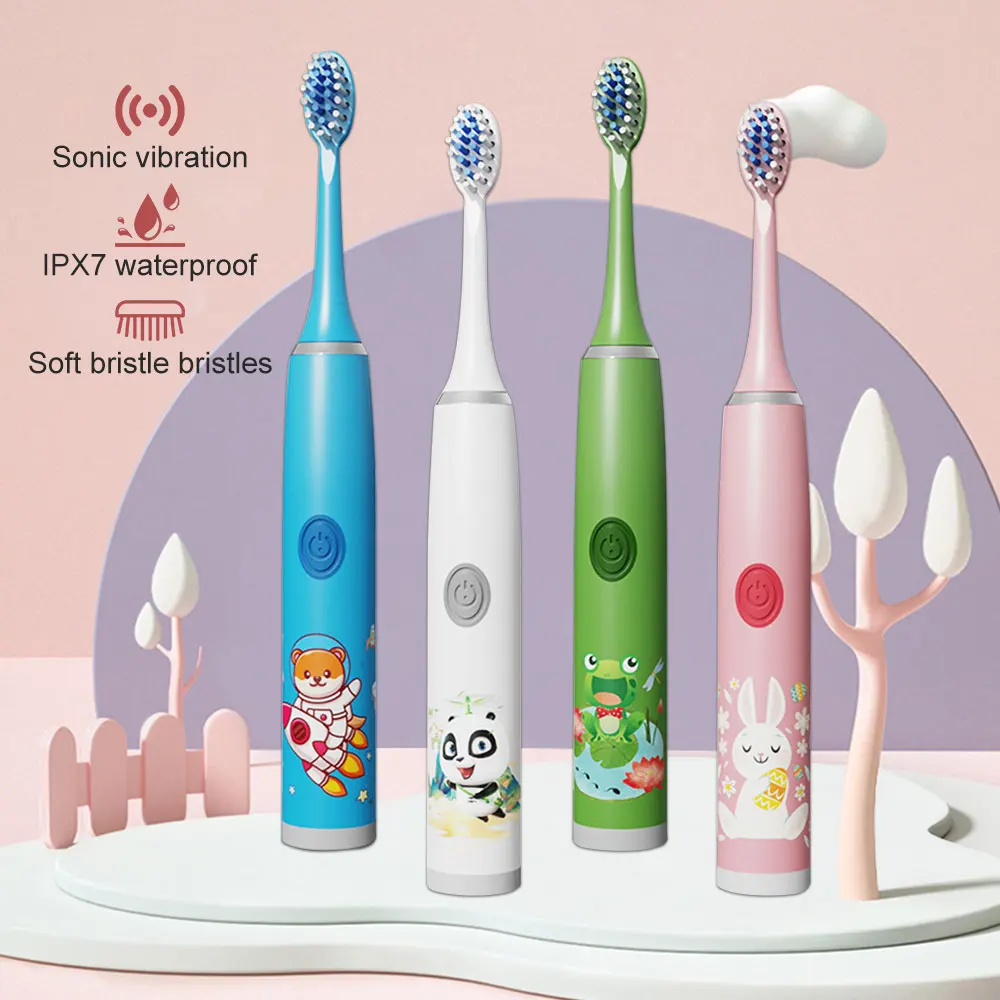 

Тип аккумулятора (батарея 1AA в комплект не входит), Детская электрическая зубная щетка с мультяшным рисунком, звуковая сменная щетка для чистки