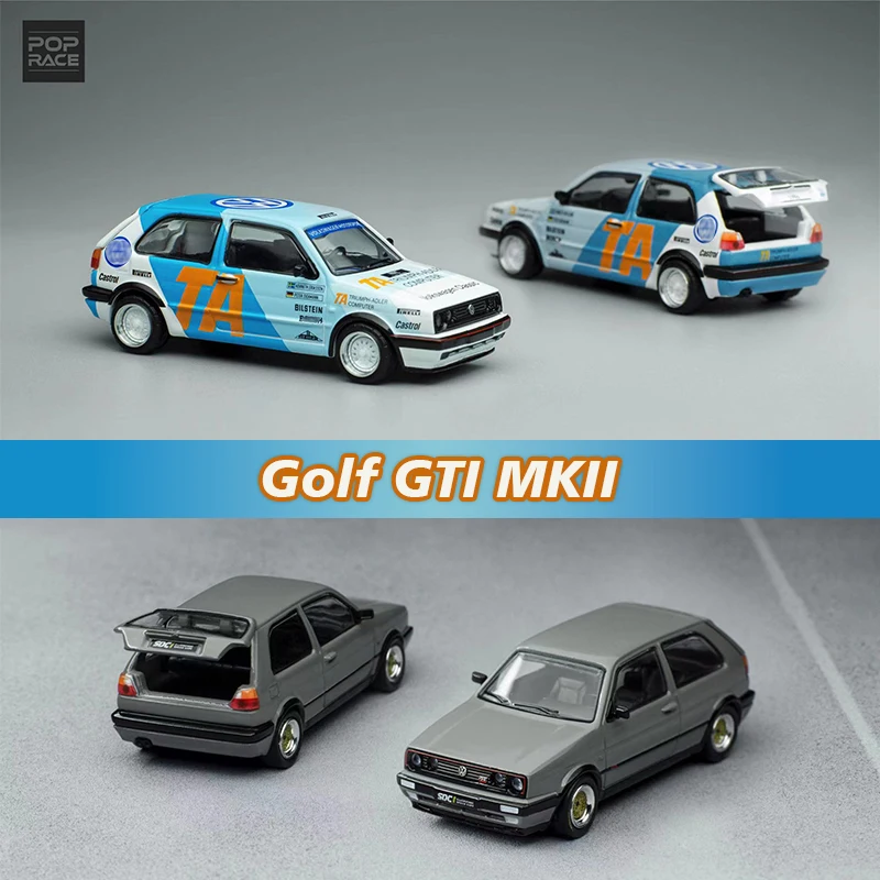 

PreSale POP RACE 1:64 Golf GTI MK2 WRC 1986 Gray Boot Opened Diecast Diorama Car Model Collection Miniature Carros Toys
