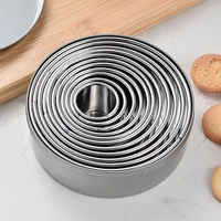 11pcsset circle biscuit pastry cutters stainless steel round cookie cutters kitchen metal baking tool mousse circle ring mold
