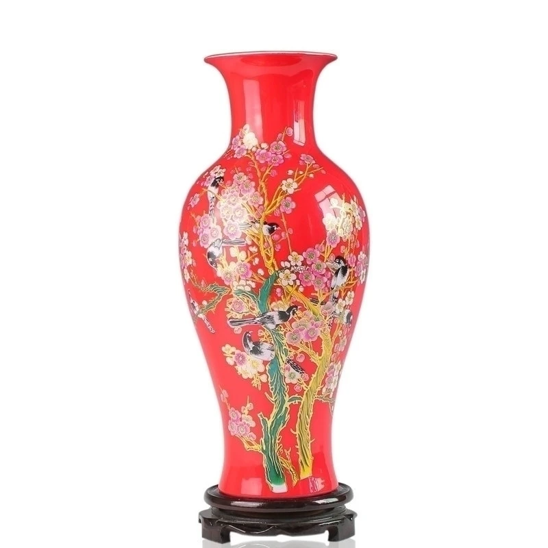 

vase Red ceramic ceramics fish tail bottle