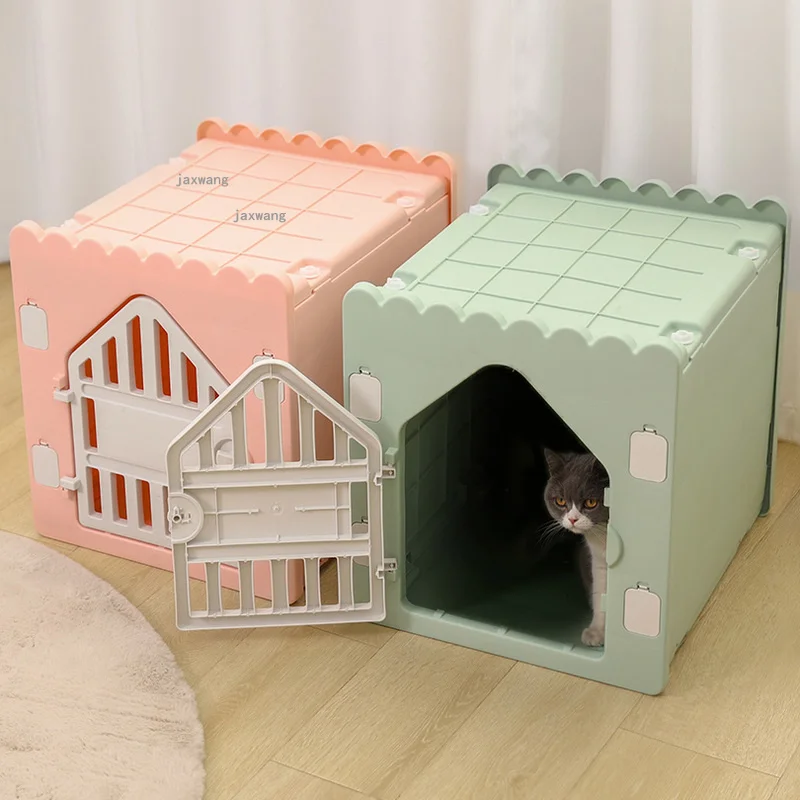 

Four Seasons General Plastic Dogs Houses Indoor Garden Balcony Small Dog Kennels Closed Cat Litter Puppy Cage Kitten Villa Bed U