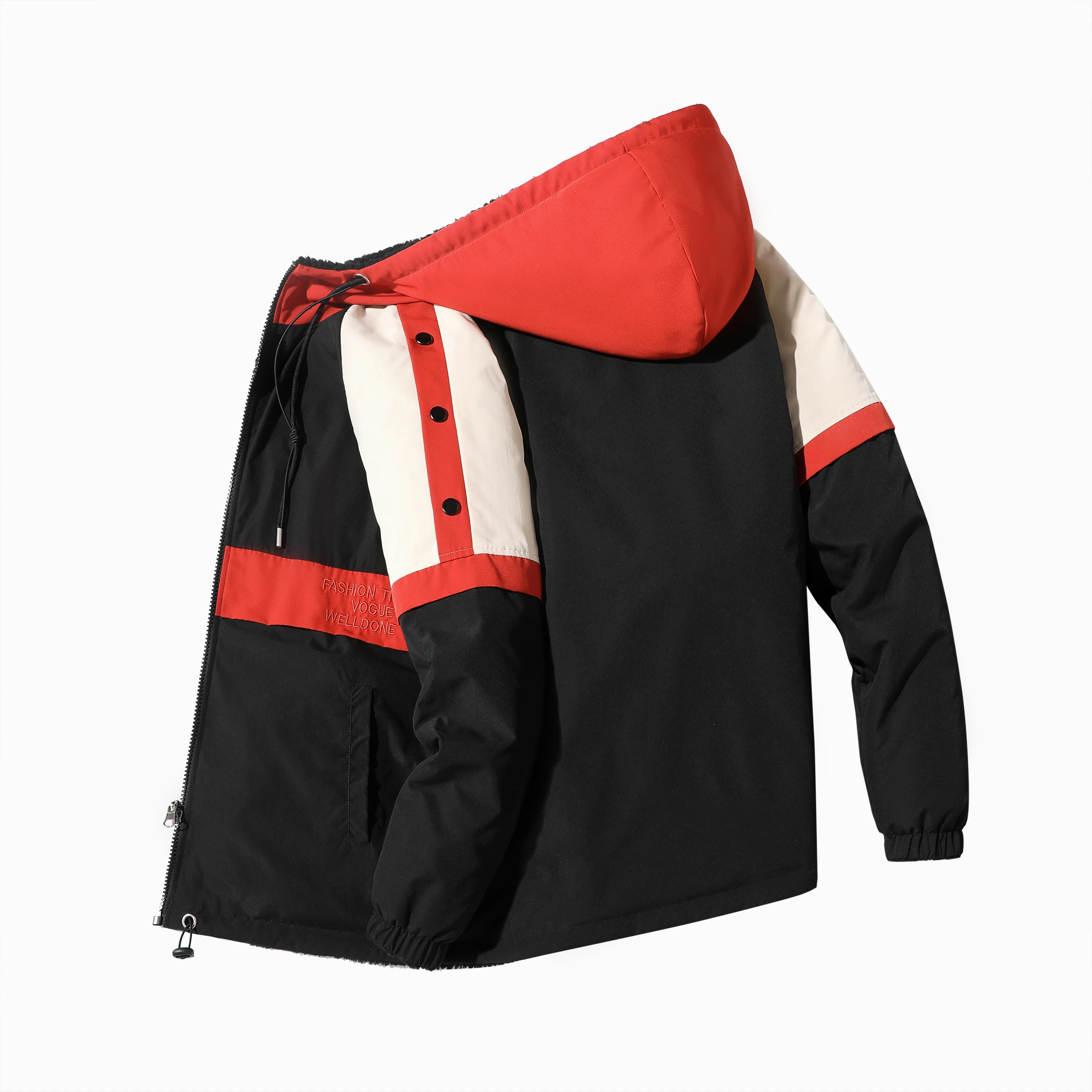 Cotton padded jacket, large size lamb wool, cotton padded jacket on both sides, men's cashmere thickened stand collar cotton pad