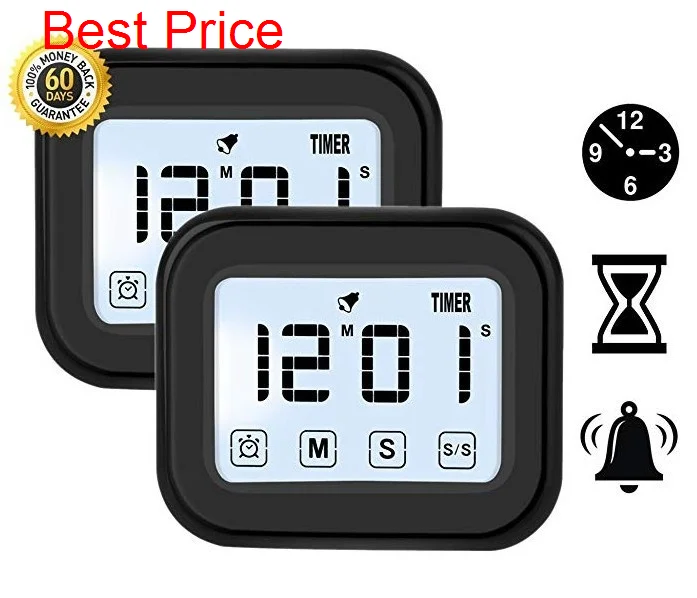 

50Pcs/lot Touch Screen Electronic Timer Kitchen 12 / 24-hour Electronic Timer New