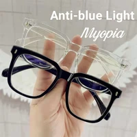 women classic oversized myopia glasses unisex anti blue light large frame short sighted eyeglasses luxury computer eyewear