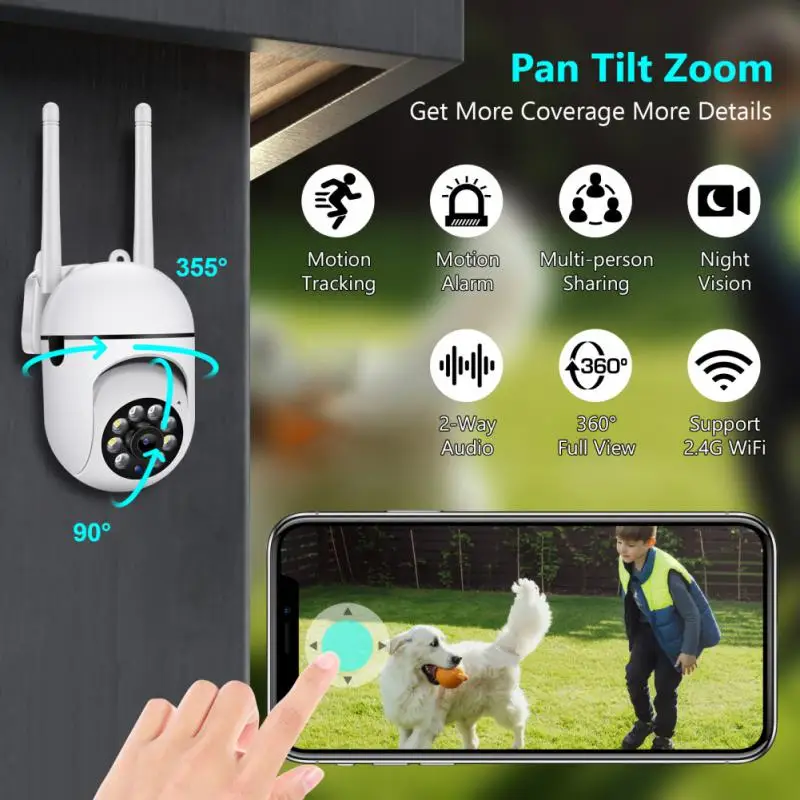 

New 2MP PTZ Wifi IP Camera Outdoor 4X Digital Zoom AI Human Detect Wireless Surveillance Camera H.264 Audio Security CCTV Camera