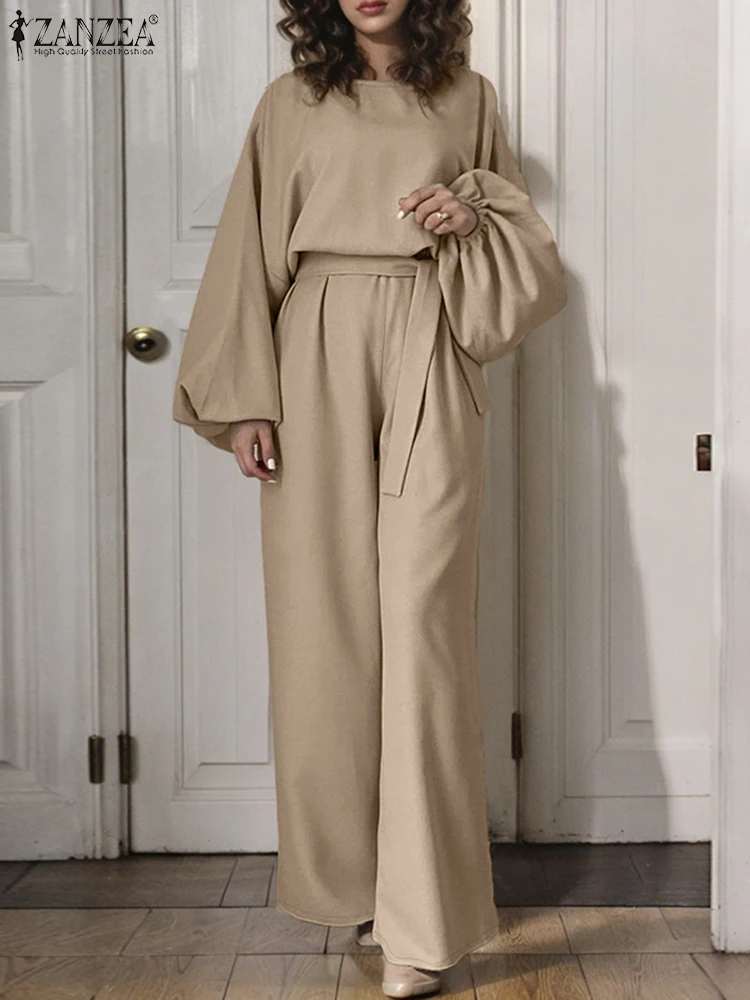 ZANZEA Повседневные женские комплекты брюк для отпуска однотонная блузка с