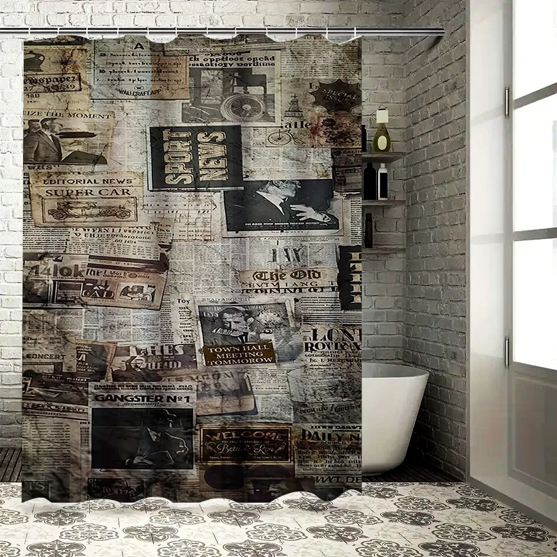 Винтажный газетный коллаж дизайн водонепроницаемая занавеска для душа