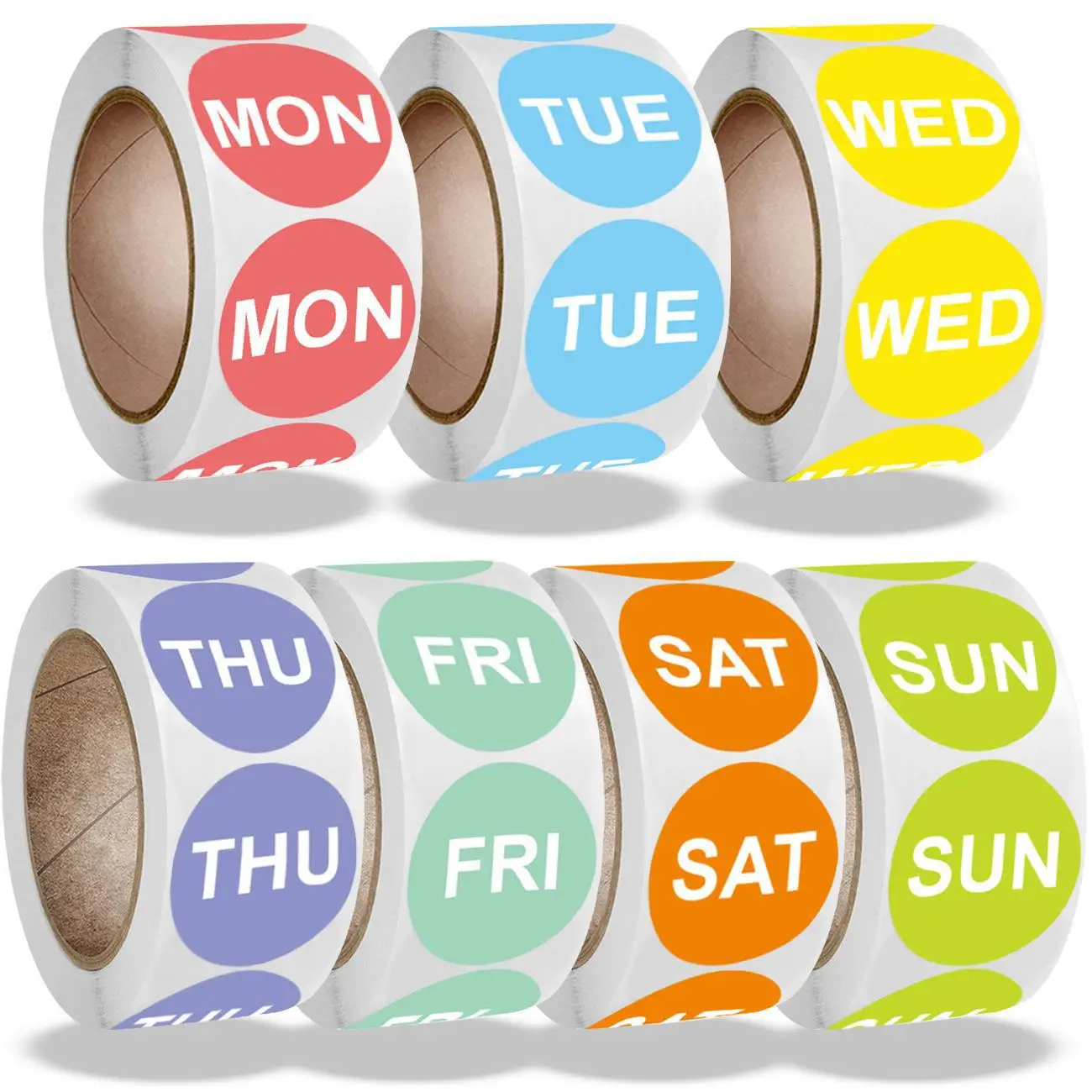 

500Pc 1inch Date Week Sticker Rolls Monday to Sunday Sticker Color Date Markers Sticker Self-Adhesive Label For Home Storage Tag