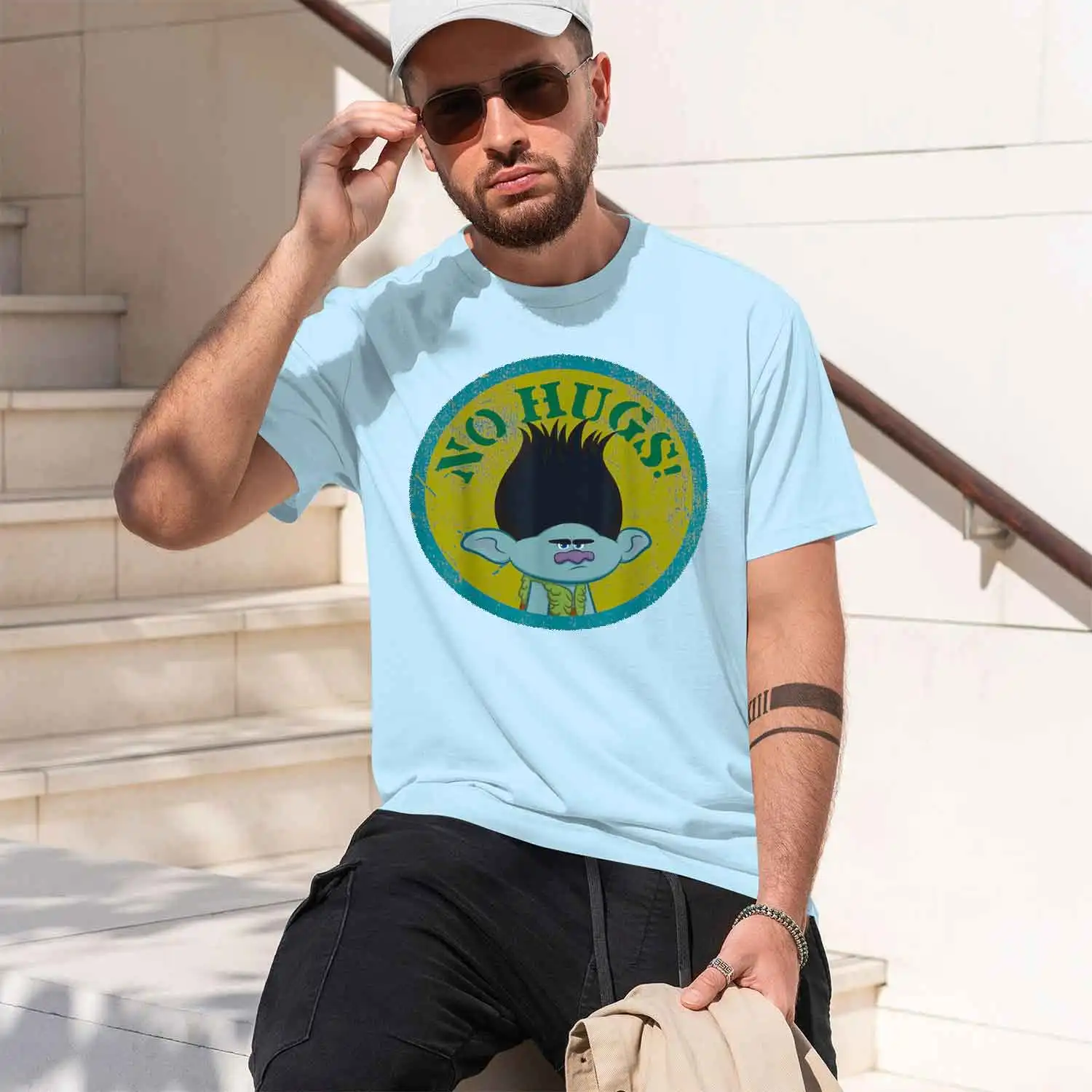 Фото Эмс Троллс Нет С! Футболка Bran T-Shirt, летняя, с коротким рукавом, дышащая, отводящая влагу, универсальная модная футболка для повседневного сезона, унисекс. №4