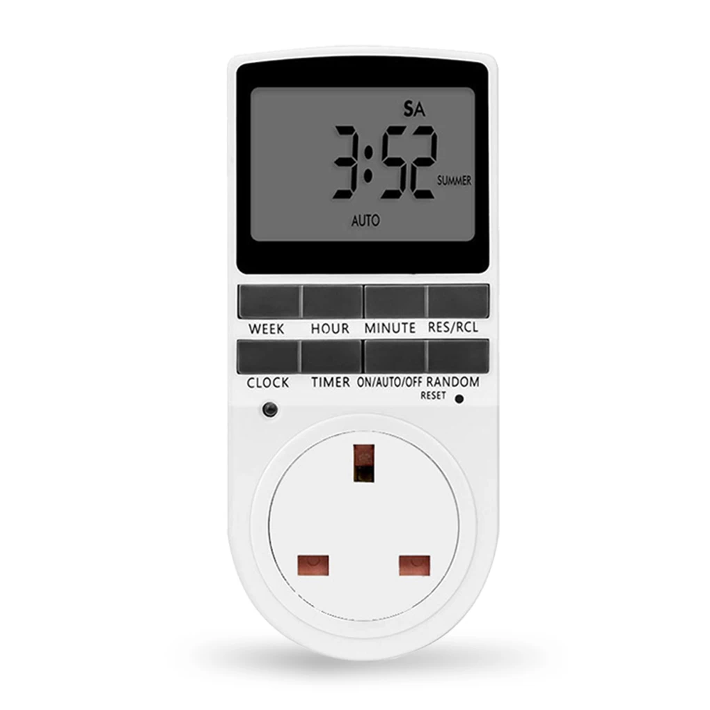

Timer Switch 12 24 Hours Kitchen Tool Digital Socket UK Plug Load Capacity Space-saving Plug-in Type Timing Sockets