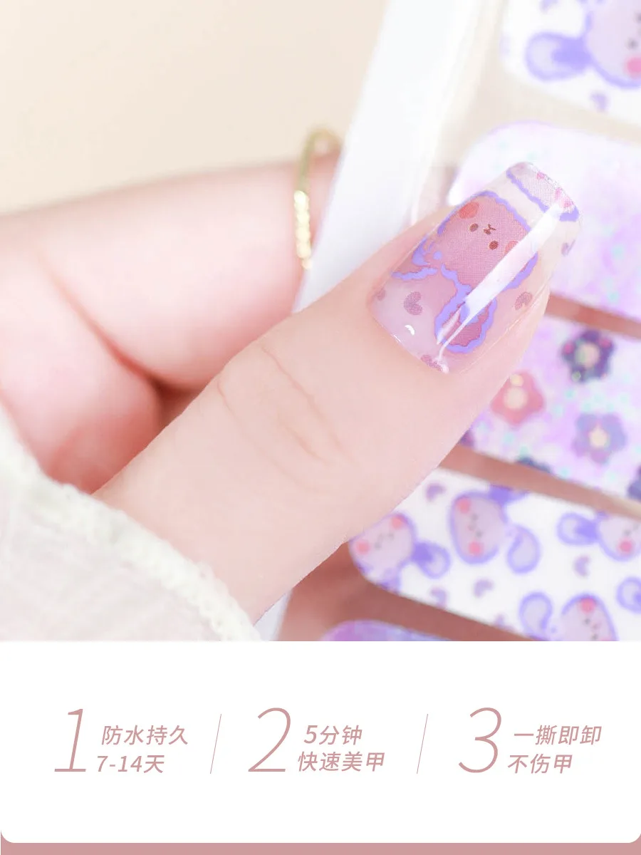

Heyusee nail stickers online celebrity Bunny purple waterproof lasting cute children nail stickers a patch.