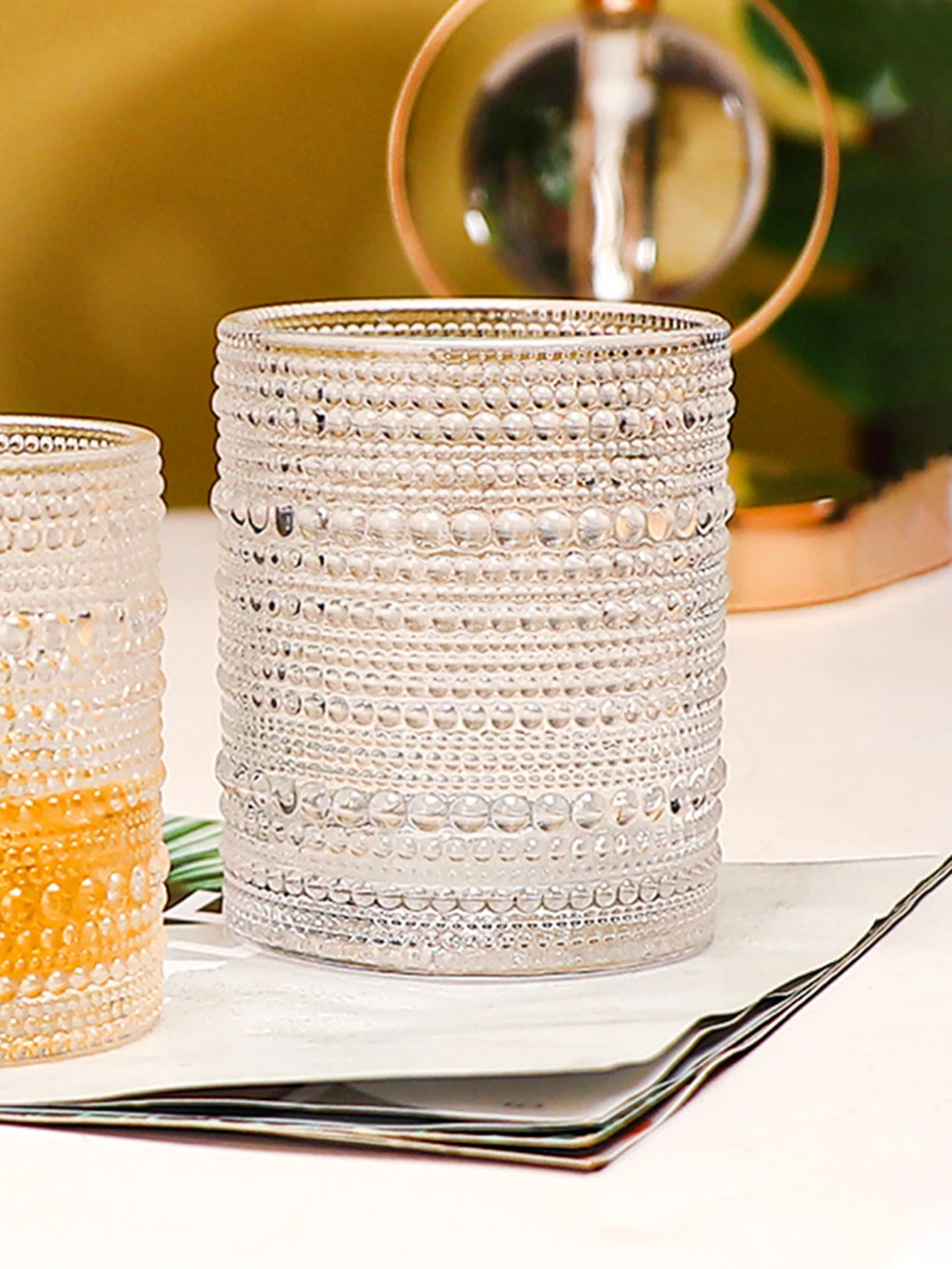 KLP Ins Стеклянный Стакан В Стиле Ретро С Рельефным Узором Высококачественная