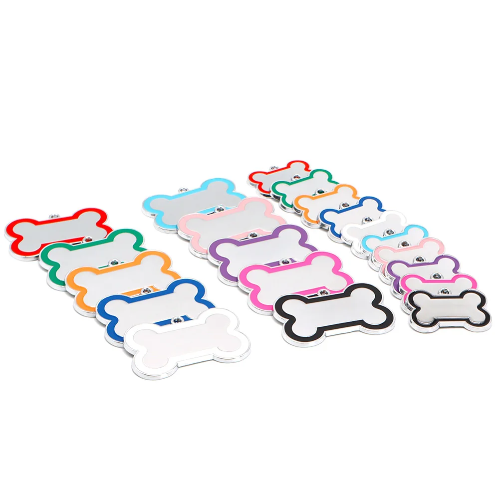 

20Pcs Anti-Lost Pet Dog Cat Tag Mirror Bone Alloy Engraved Puppy Pendant DIY Accessories Jewelry For Gift