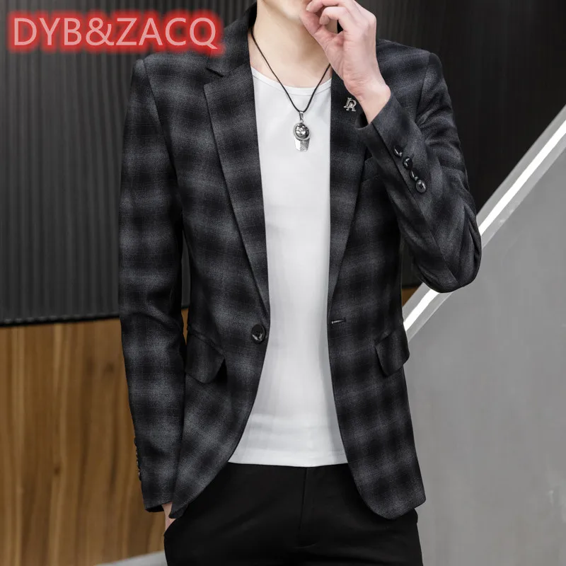 

DYB&ZACQ Brand Men's Suit Spring Leisure Plaid Small Suit Men's High-end Slim 2023 New Single Suit Trend Wedding Host Jacket 4XL