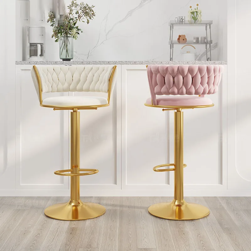 Golden Modern High Swivel European Luxury Bar Stools Metal Minimalist Design Krzesło Barowe Furniture