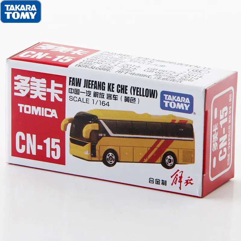 

Takara Tomy Tomica CN-15 FAW JIEFANG KE CHE BUS желтого цвета 1/164 металлическая литая модель автомобиля