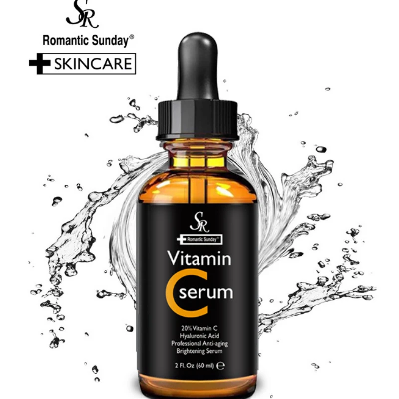 

60ml Vitamin C Facial Serum Whitening Brightening Moisturizing Improve Roughness Lighten Spots Hyaluronic Acid Facial Essence