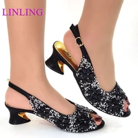 2022 pu leather comfortable heels black shoes african ladies wedding shoes without bag to match italian shoes sandals mature
