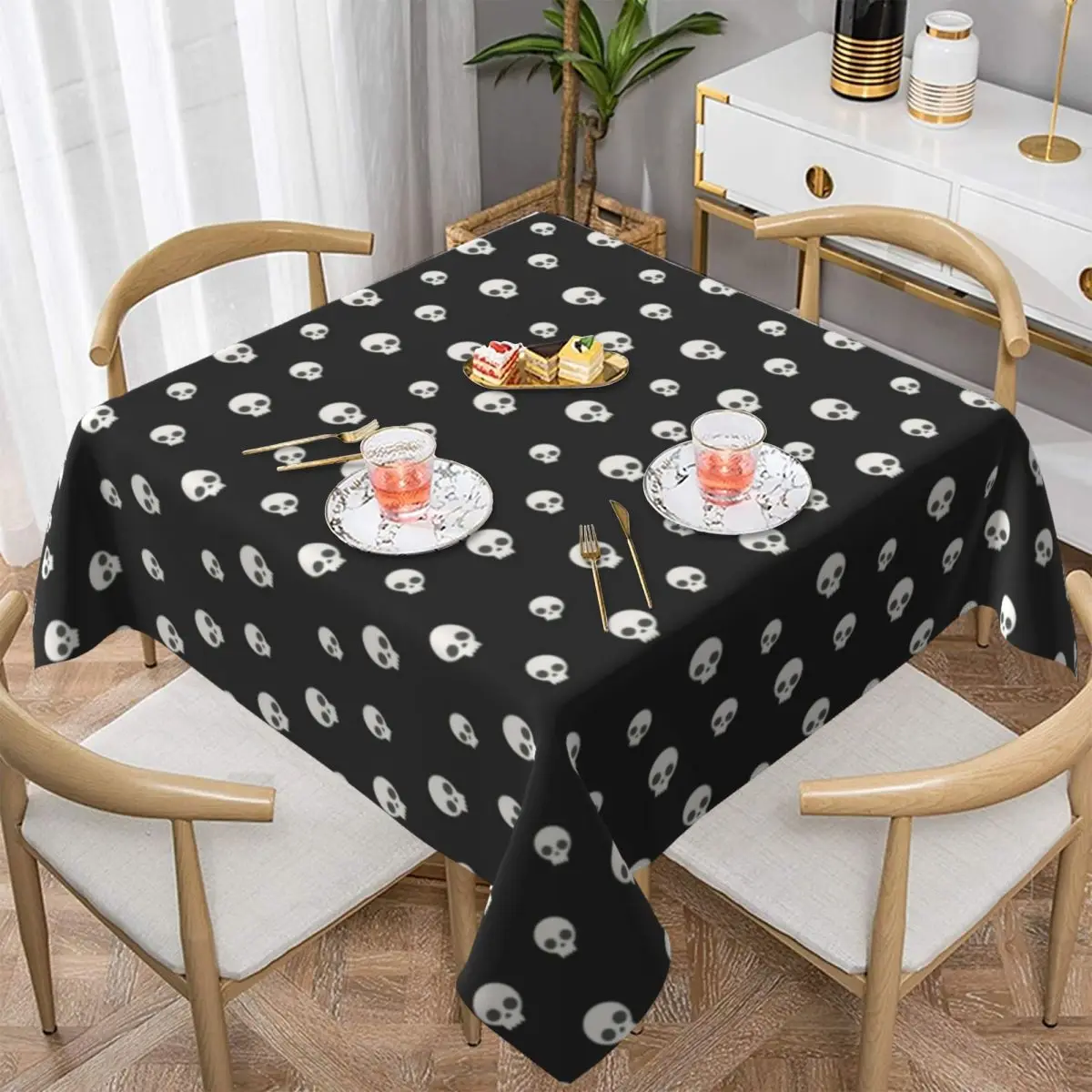 

Fun Skulls Tablecloth Halloween Skull Print Retro Printed Table Cover Restaurant Wholesale Protection Polyester Table Cloth