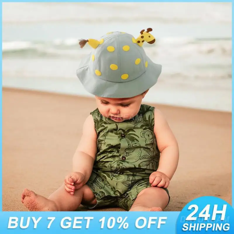 

Baby Fisherman Hat Protective Cap Bucket Hat Sun Cap Children Boy Caps Girl Fisherman Hats Cartoon Print Anti-saliva Face Hats