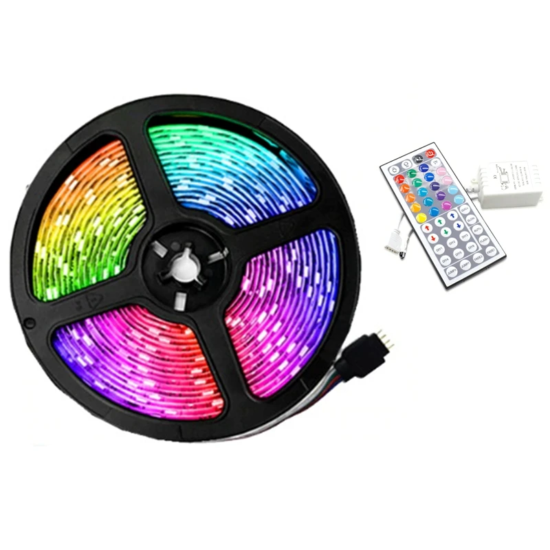 

HOT 5M RGB Light Strip 3528 300LED Waterproof Flexible LED Light Strip With 44 Key Remote Controller For Christmas Bedroom