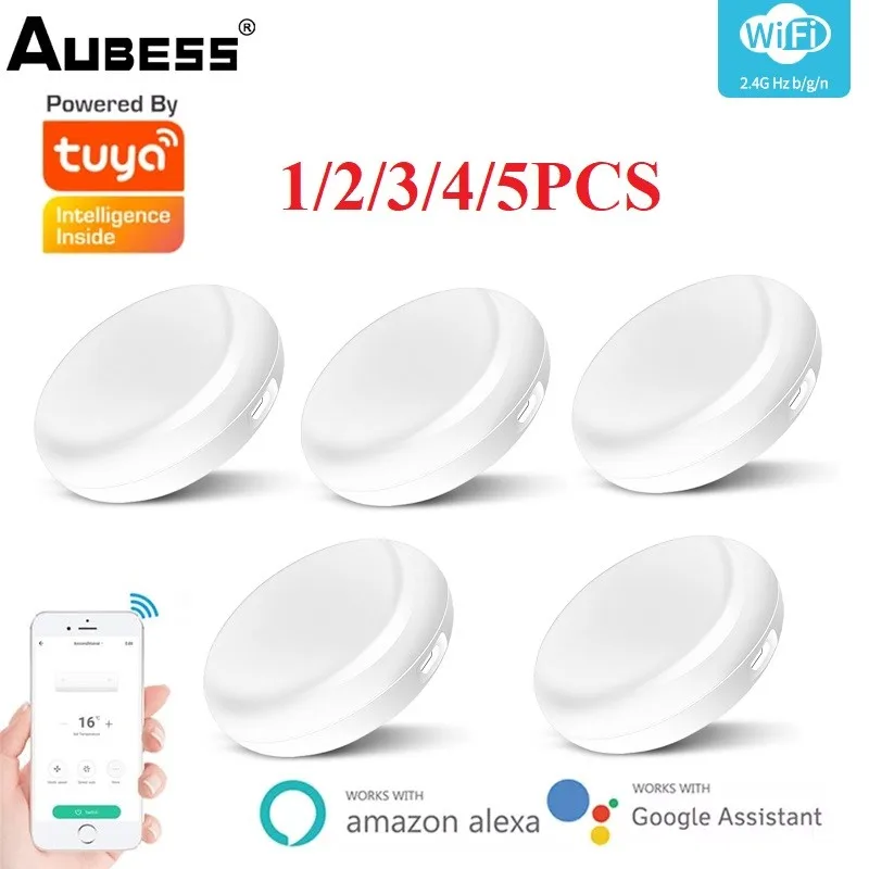 

Aubess 5pcs Tuya Smart IR Remote Control Controller Wireless Infrared WiFi Smartlife APP Work With Alexa Google Home Assistant