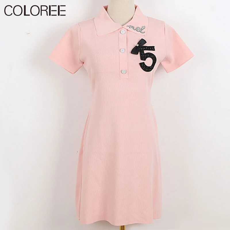 

Brand Summer Clothes for Women 2022 Casual Short Sleeve Knitted Sweater Dress Pink White Black Vestido Feminino
