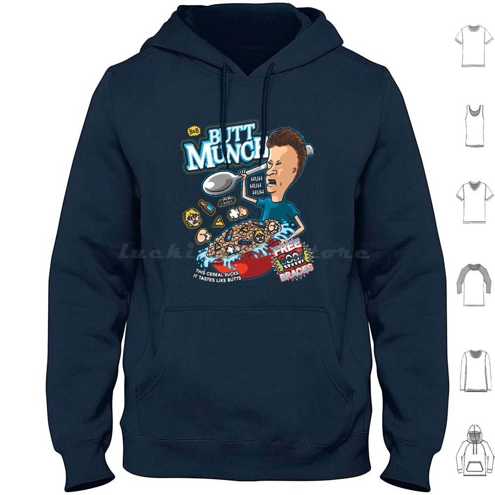 

Butt Munch Hoodie cotton Long Sleeve Beavis And Butthead Cornholios Cereal Box Butthead Butt Munch Todd Nachos