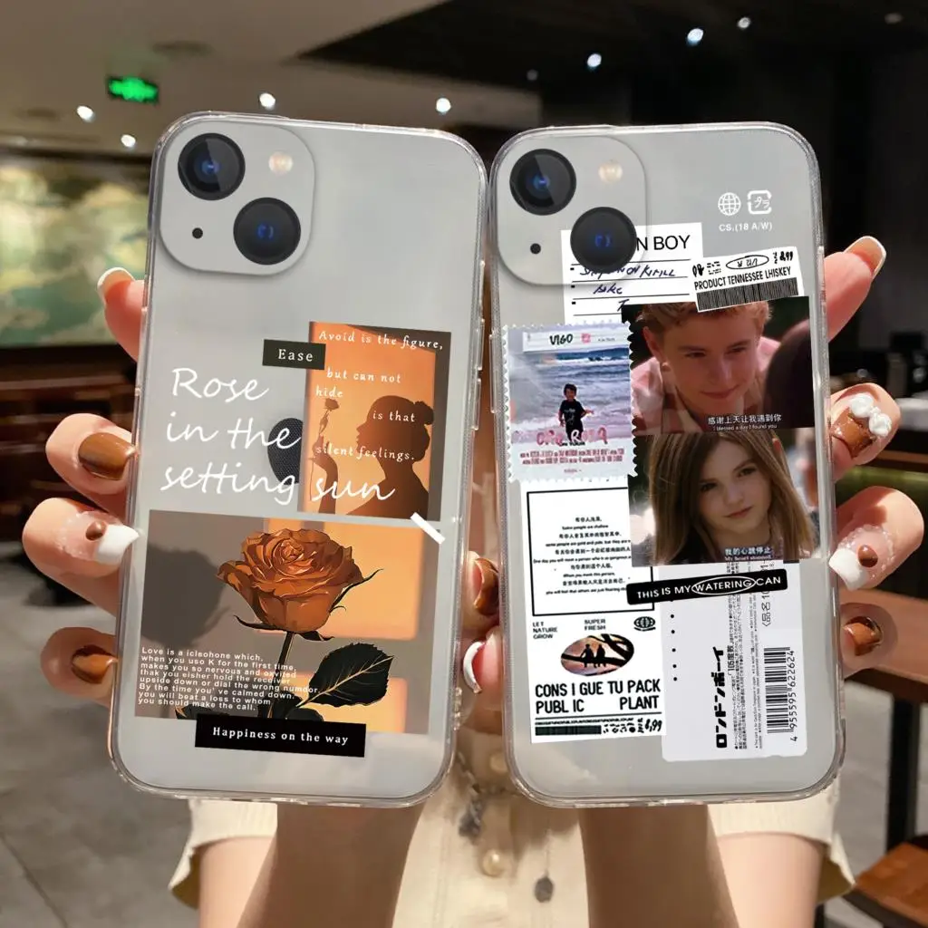 

Cartoon Fashion Retro Code Label Phone Cases For iPhone 13 12 Mini 11 12 13 14 Pro XS Max X XR 7 8 14 Plus Soft TPU Airbag Cover