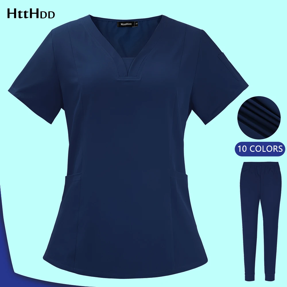 

Hair Salon Slim Breathable Scrub Set Clinic Dental Doctor Multicolor High Quality Medical Uniforms Hospital Nurse Healthcare Set