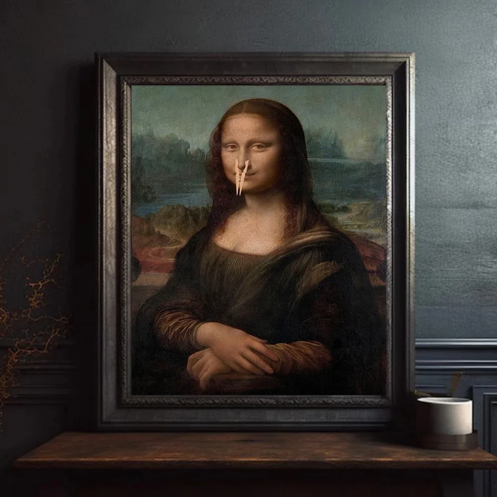 Винтажный забавный знак для туалета Ренессанс портрет Мона Лиза плакат